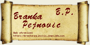 Branka Pejnović vizit kartica